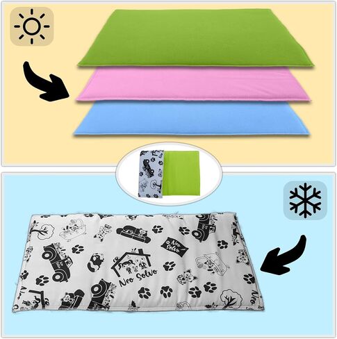 Reversible Dog and Cat Cushion - Soft and Absorbent Fleece Side and Smooth and Cool Polyester Side - Portable - 55.1 x 27.6 in - Green in Saudi Arabia