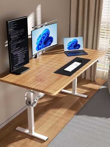 Electric Standing Desk Frame Adjustable Height, Stand up Home Office Desk Frame, 36 to 51 Inches Sit Stand Desk Frame with Memory Preset (White) in Saudi Arabia
