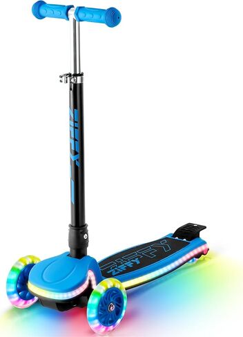ZIFFY 3-Wheel Light-Up Kids Scooter, Kids Balance Scooter for Boys Girls with 20 Dynamic LED Lights, 4 Adjustable Height, Lean-to-Steer Design with Anti-Slip Wide Deck for Stability - Up to 110LBS in Kuwait