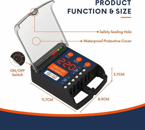 Voltage and Brownout Surge Protector for Refrigerator TV 4400W Appliance AIR Conditioning Inverter Mini Split Adjustable Over/Under Voltage and Delay Time Voltage 120v 220V 140J (Black (220V)) in Kuwait