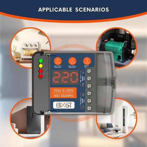 Voltage and Brownout Surge Protector for Refrigerator TV 4400W Appliance AIR Conditioning Inverter Mini Split Adjustable Over/Under Voltage and Delay Time Voltage 120v 220V 140J (Black (220V)) in Kuwait