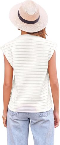 Women Sweater Vest Short Sleeve Crew Neck Knitted Tops Summer Sweater Pullover Tops Light Pink S in Saudi Arabia