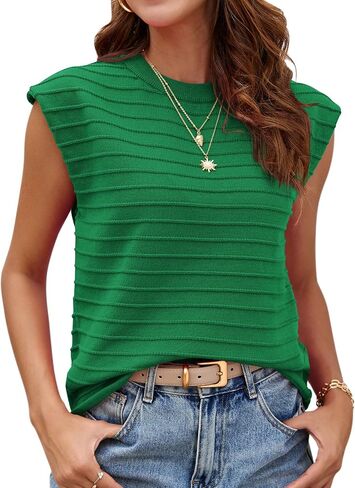 Women Sweater Vest Short Sleeve Crew Neck Knitted Tops Summer Sweater Pullover Tops Light Pink S in Saudi Arabia
