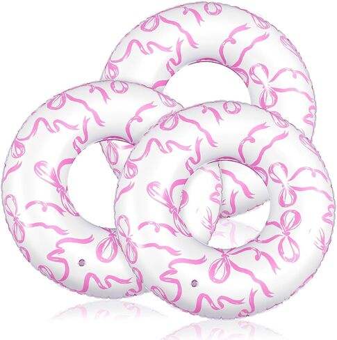 1 PCS Pink Bow Poleatable Pool Floats Toys Pool Swim Tubes Rings Coquette Coquette Swegming Ring Flaties for Summer Beach Preppy Party Supplies in Saudi Arabia