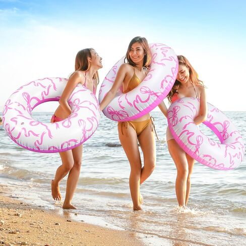 1 PCS Pink Bow Poleatable Pool Floats Toys Pool Swim Tubes Rings Coquette Coquette Swegming Ring Flaties for Summer Beach Preppy Party Supplies in Saudi Arabia