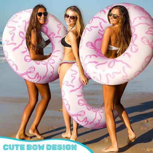 1 PCS Pink Bow Poleatable Pool Floats Toys Pool Swim Tubes Rings Coquette Coquette Swegming Ring Flaties for Summer Beach Preppy Party Supplies in Saudi Arabia