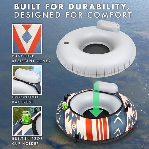 GoSports WOVN River Tubes with Premium Canvas Covers - Choose Your Style - Heavy Duty Floats for Rivers, Lakes, & Pools in Saudi Arabia
