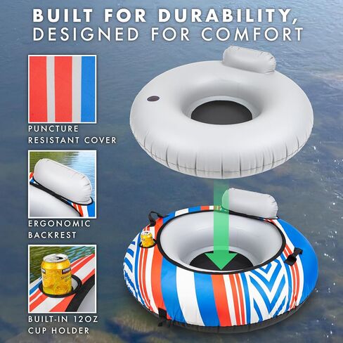 GoSports WOVN River Tubes with Premium Canvas Covers - Choose Your Style - Heavy Duty Floats for Rivers, Lakes, & Pools in Saudi Arabia