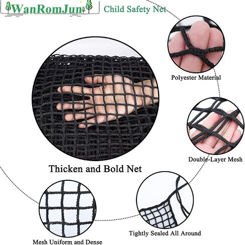 Climbing Cargo Net for Kids - Double Layers Heavy Duty Playground Safety Net, Outdoor Climbing Net for Treehouse Accessories, Backyard, Jungle Obstacle Training & Adventure(6.5x9.8ft),Black in Saudi Arabia