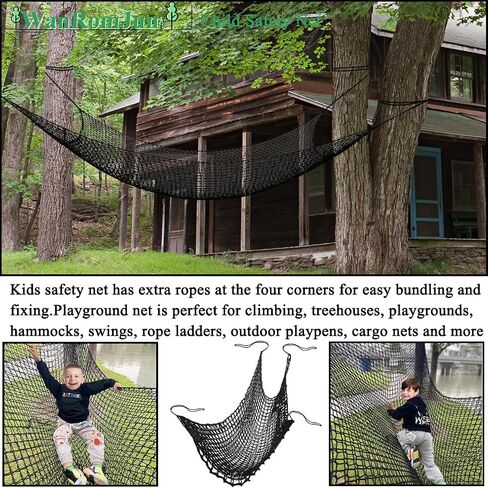 Climbing Cargo Net for Kids - Double Layers Heavy Duty Playground Safety Net, Outdoor Climbing Net for Treehouse Accessories, Backyard, Jungle Obstacle Training & Adventure(6.5x9.8ft),Black in Saudi Arabia
