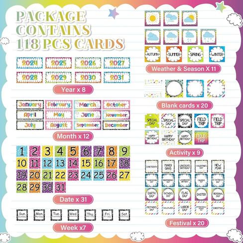 119 Pcs Classroom Calendar Pocket Chart Black Monthly Bulletin Board Set Seasons Festival Weather Farmhouse Calendar Set for Classroom Decoration Back to School Supplies (Bright Composition) in Saudi Arabia