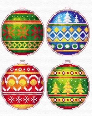 Counted Cross-Stitch Kit on Plastic Canvas with Winter Houses. 4 Christmas Ornaments Different Dimensions 112CS. Perfect for Art & Craft Amateurs in Kuwait