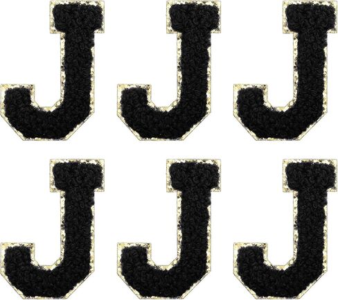 MECCANIXITY Chenille Letter Patches 2.2" Self Adhesive Alphabet C Stick on Embroidered Patch Sew on Letter Stickers Applique for Repairing Clothing Jeans Shoes Hats DIY(Black, Pack of 6) in Kuwait