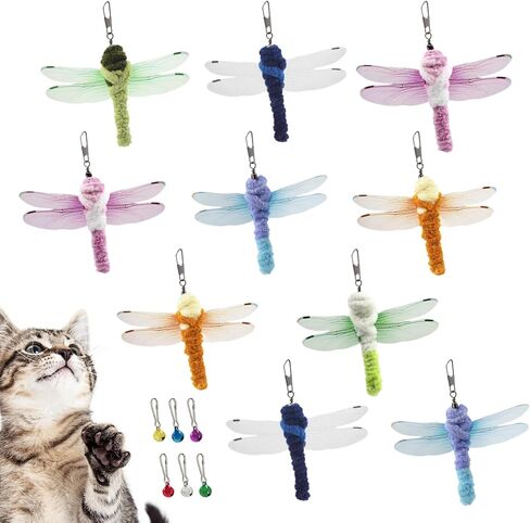 SONGWAY Insect Cat Toy Refills - 10 Pieces Dragonfly Toy Replacements for Indoor Cats, Interactive Cat Toy Wand Attachments in Saudi Arabia