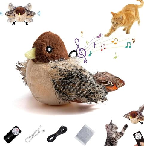 Flappy Bird Cat Toy, Interactive Flying Bird Cat Toy for Indoor Cats, Simulated Chirping Birds Cats Toys Flapping Wings, Flapping Birds Toys with Catnip (B) in Saudi Arabia