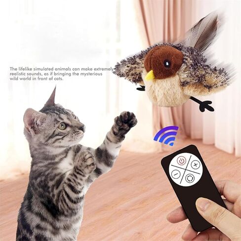 Flappy Bird Cat Toy, Interactive Flying Bird Cat Toy for Indoor Cats, Simulated Chirping Birds Cats Toys Flapping Wings, Flapping Birds Toys with Catnip (B) in Saudi Arabia