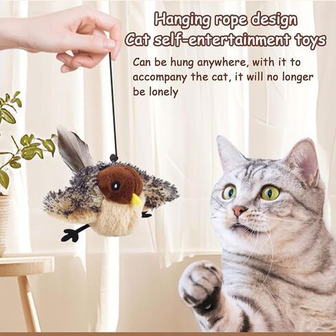 Flappy Bird Cat Toy, Interactive Flying Bird Cat Toy for Indoor Cats, Simulated Chirping Birds Cats Toys Flapping Wings, Flapping Birds Toys with Catnip (B) in Saudi Arabia