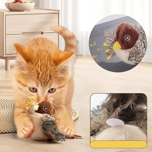 Flappy Bird Cat Toy, Interactive Flying Bird Cat Toy for Indoor Cats, Simulated Chirping Birds Cats Toys Flapping Wings, Flapping Birds Toys with Catnip (B) in Saudi Arabia
