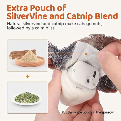 Flappy Bird Cat Toy, Interactive Flying Bird Cat Toy for Indoor Cats, Simulated Chirping Birds Cats Toys Flapping Wings, Flapping Birds Toys with Catnip (B) in Saudi Arabia