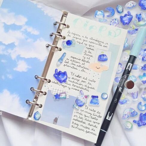 BYETOCE Cartoon Thick Puffy Stickers Cute Blue Kitten Animal Theme Soft Stickers 3D Reusable Tiny Patch for Scrapbooks Planner Journals Laptops Phone Case DIY in Kuwait