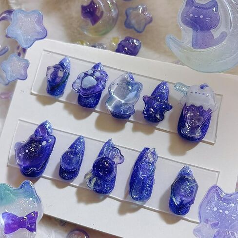 BYETOCE Cartoon Thick Puffy Stickers Cute Blue Kitten Animal Theme Soft Stickers 3D Reusable Tiny Patch for Scrapbooks Planner Journals Laptops Phone Case DIY in Kuwait