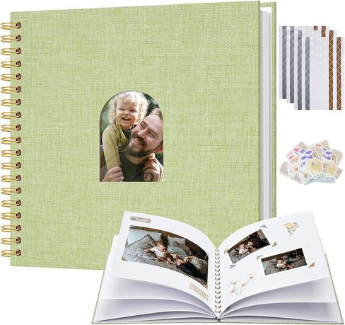 Linen Cover Scrapbook Album, 10 x 10 Inches, Photo Album Features A Hardcover Design with White Inner Pages, Perfect for Travel, Weddings, And Mother's Day (20 Sheets/40 Pages) GrassGreen in Kuwait