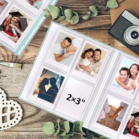 vivinin 2PCS Polaroid Photo Album, 2x3 Inch Pockets Mini Photo Album for 104 Pockets Hold 208 Pictures, Linen Hardcover Polaroid Album Book for Photos, Family Anniversaries, Baby Vacations (Green) in Kuwait
