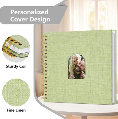 Linen Cover Scrapbook Album, 10 x 10 Inches, Photo Album Features A Hardcover Design with White Inner Pages, Perfect for Travel, Weddings, And Mother's Day (20 Sheets/40 Pages) GrassGreen in Kuwait