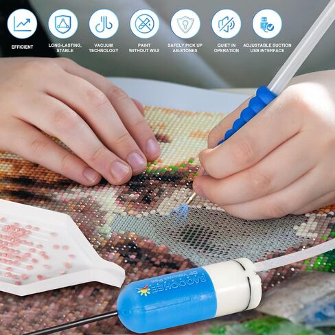 Baooohee Electric Diamond Painting Pen-Vacuum Diamond Paint Pen ، 40pcs Paint Painting Associory Tools-Adult Diamond Painting Kit لتنظيف الأحجار الكريمة AB ، بدون شمع مطلوب (أزرق) in Kuwait
