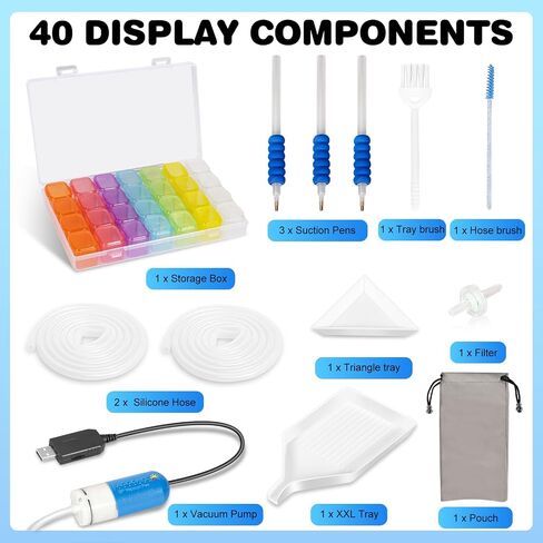 Baooohee Electric Diamond Painting Pen-Vacuum Diamond Paint Pen ، 40pcs Paint Painting Associory Tools-Adult Diamond Painting Kit لتنظيف الأحجار الكريمة AB ، بدون شمع مطلوب (أزرق) in Kuwait