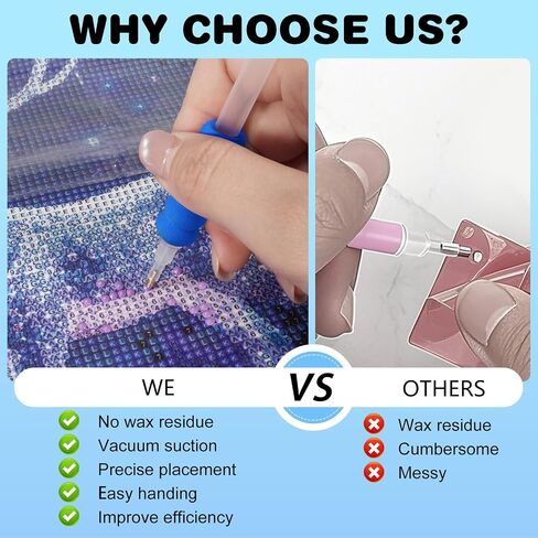 Baooohee Electric Diamond Painting Pen-Vacuum Diamond Paint Pen ، 40pcs Paint Painting Associory Tools-Adult Diamond Painting Kit لتنظيف الأحجار الكريمة AB ، بدون شمع مطلوب (أزرق) in Kuwait