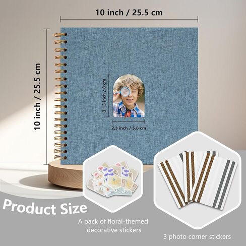 Linen Cover Scrapbook Album, 10 x 10 Inches, Photo Album Features A Hardcover Design with White Inner Pages, Perfect for Travel, Weddings, And Mother's Day (20 Sheets/40 Pages) GrassGreen in Kuwait