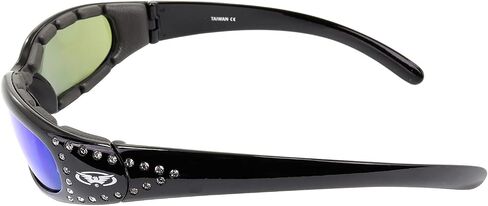 Global Vision Marilyn-3 Padded Motorcycle Riding Sunglasses for Women Smoke Lens UV 400 Protection Rhinestone Bling in Saudi Arabia