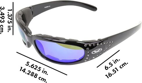 Global Vision Marilyn-3 Padded Motorcycle Riding Sunglasses for Women Smoke Lens UV 400 Protection Rhinestone Bling in Saudi Arabia