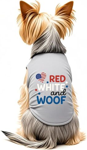 4th of July Dog Outfit Independence Day Dog Shirt Red White and Woof Funny Holiday Pet Clothes in Kuwait
