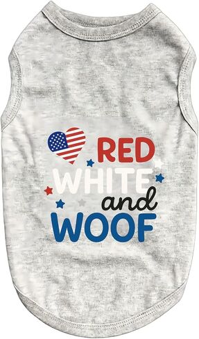 4th of July Dog Outfit Independence Day Dog Shirt Red White and Woof Funny Holiday Pet Clothes in Kuwait