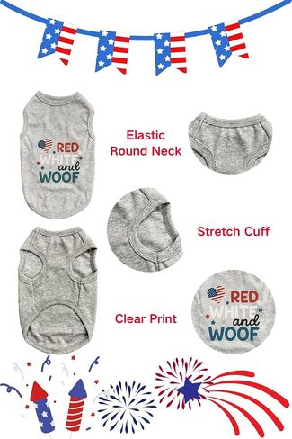 4th of July Dog Outfit Independence Day Dog Shirt Red White and Woof Funny Holiday Pet Clothes in Kuwait