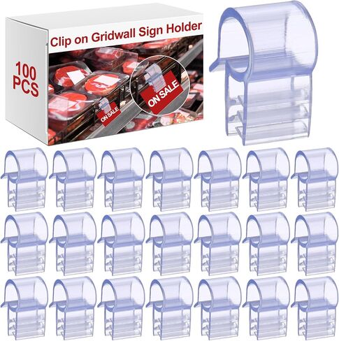 Kathfly 100 PCS Gridwall حامل علامة مقطع 1 بوصة سلك الرف تسمية مقطع على بطاقة العلامة عرض الشبكات لرفوف الرف in Kuwait