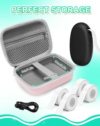حالة صانع الملصقات UCEC متوافقة مع Phomemo D30 ، لـ Niimbot D1110 D101 ، لـ Supvan E10 ، لـ Nelko P21 - منظم تخزين EVA الصلب لأشرطة التسمية ، كابل الشحن (الأخضر ، 6.1 "x4.1" x3.2 ") in Kuwait