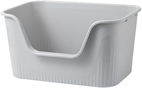 SpaceTime Large Cat Litter Box with High Sides,Cat Boxes for Indoor Cats,Cat Litter Pan for Kitty,Litter Box with Low Entry,Easy to Clean,Anti-Splashing (Grey) in Saudi Arabia