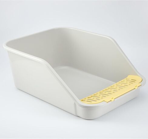 SpaceTime Large Cat Litter Box with High Sides,Cat Boxes for Indoor Cats,Cat Litter Pan for Kitty,Litter Box with Low Entry,Easy to Clean,Anti-Splashing(White) in Kuwait