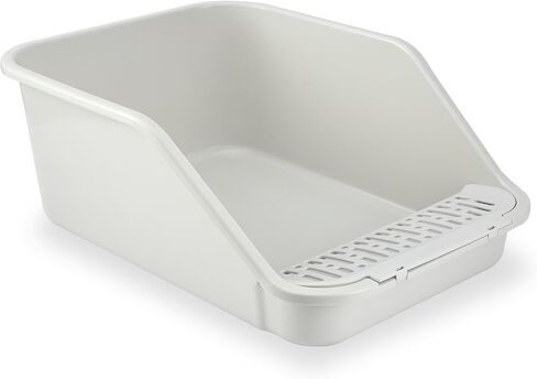 SpaceTime Large Cat Litter Box with High Sides,Cat Boxes for Indoor Cats,Cat Litter Pan for Kitty,Litter Box with Low Entry,Easy to Clean,Anti-Splashing(White) in Kuwait