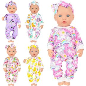 K.T. Fancy 5 Sets Baby Doll Accessories and Baby Doll Clothes with Butterfly Headbands for 14-18 Inch Dolls,10 Pcs in Total