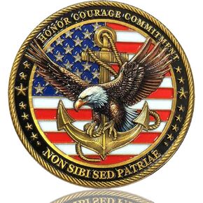 USA-Navy Sailor's Creed Challenge Coin - Honor, Courage, Commitment - 1.77" Zinc Alloy with Protective Case