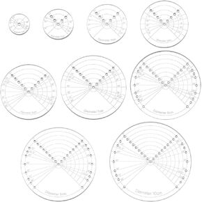 BENECREAT 9Sizes Acrylic Round Center Finder Compass, 2~10cm Diameter Center Finder Tools, Sashiko Embroidery Drawing Template Quilt Stitch Rulers for Woodworking, Quilting and Embroidery