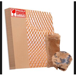 Honeycomb Packing Paper Sheets Bubble Cushioning Wrap for Moving, Products & Gifts Recyclable Cushioning Packing Material, Biodegradable Shipping Supplies (10.6" x 14.5" (25 Pcs))