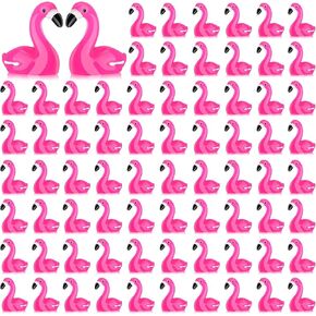 Marsui 100 Pcs Mini Resin Flamingos Mini Flamingo Tiny Flamingo Figurines Ducks for Craft Cake Topper Figurines Miniature Garden Accessories Dollhouse