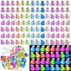 100 Pcs Mini Resin Ducks Bulk Cruise Ducks with Sunglasses Luminous Sailing Miniature Figurines Glow in The Dark Tiny Resin Figures for Micro Landscape Garden Dollhouse Decor