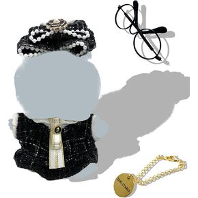 5 Sets of Clothes for Labubu,Labubu Clothes Compatible with Labubu,Black Jacket Outfit + Sunglasses + Chain,Suitable for 17cm 14cm / 6.7in 5.5in Dolls Labubu Accessories,Not Doll