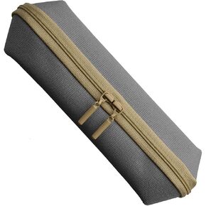 enyuwlcm Canvas Stationery Stylish Small Pencil Pouch and Slim Pencil Case with 2 Zippers 1 Pack Yellow